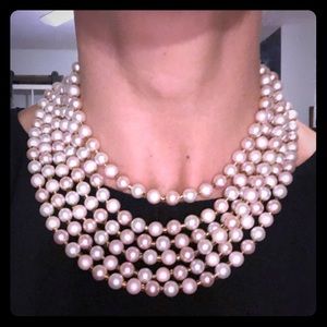 Light pink multi strand pearl necklace